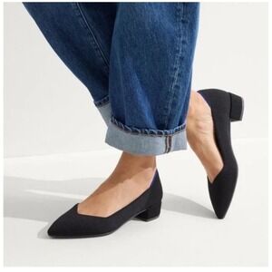 Rothy's The High Point Black Block Heel Flats Women's Size 6.5